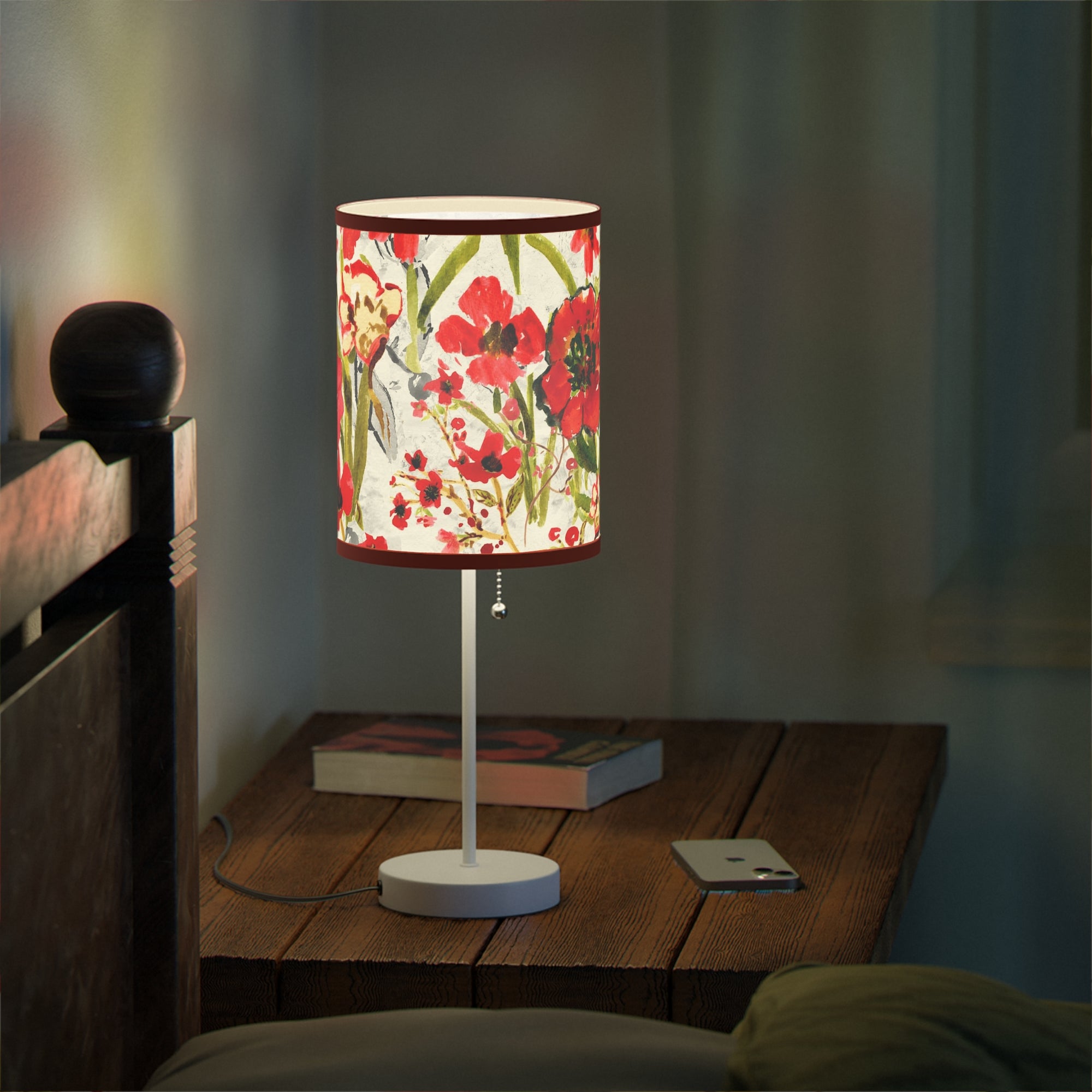 Red Floral Watercolor Lamp | Artisan Lamp