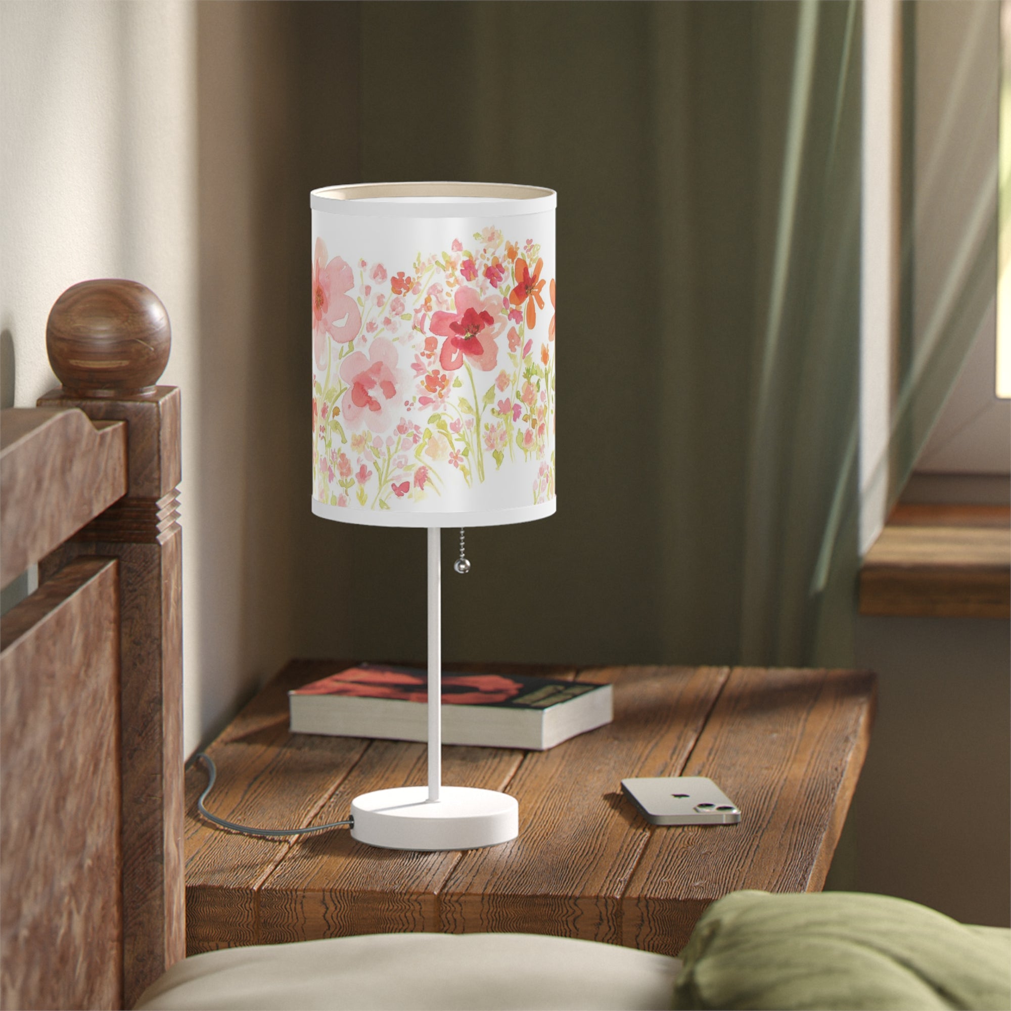 Orange Floral Lamp on a Stand | Flower Fields Lamp