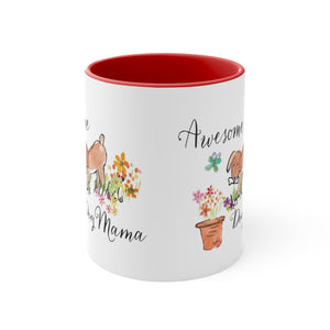 Awesome Dog Mama Pink or Red Accent Coffee Mug, 11oz