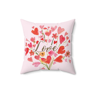 Valentine Love Pillow | Valentine Home Decor Pillow | Hearts on Pillow Decor | Valentine Square Pillow