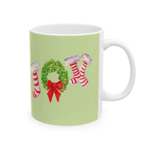 Christmas Stocking Ceramic Mug - Holiday Coffee Cup, Winter Gift, Seasonal Decor, Festive Kitchenware, Cute Mug for Gifts