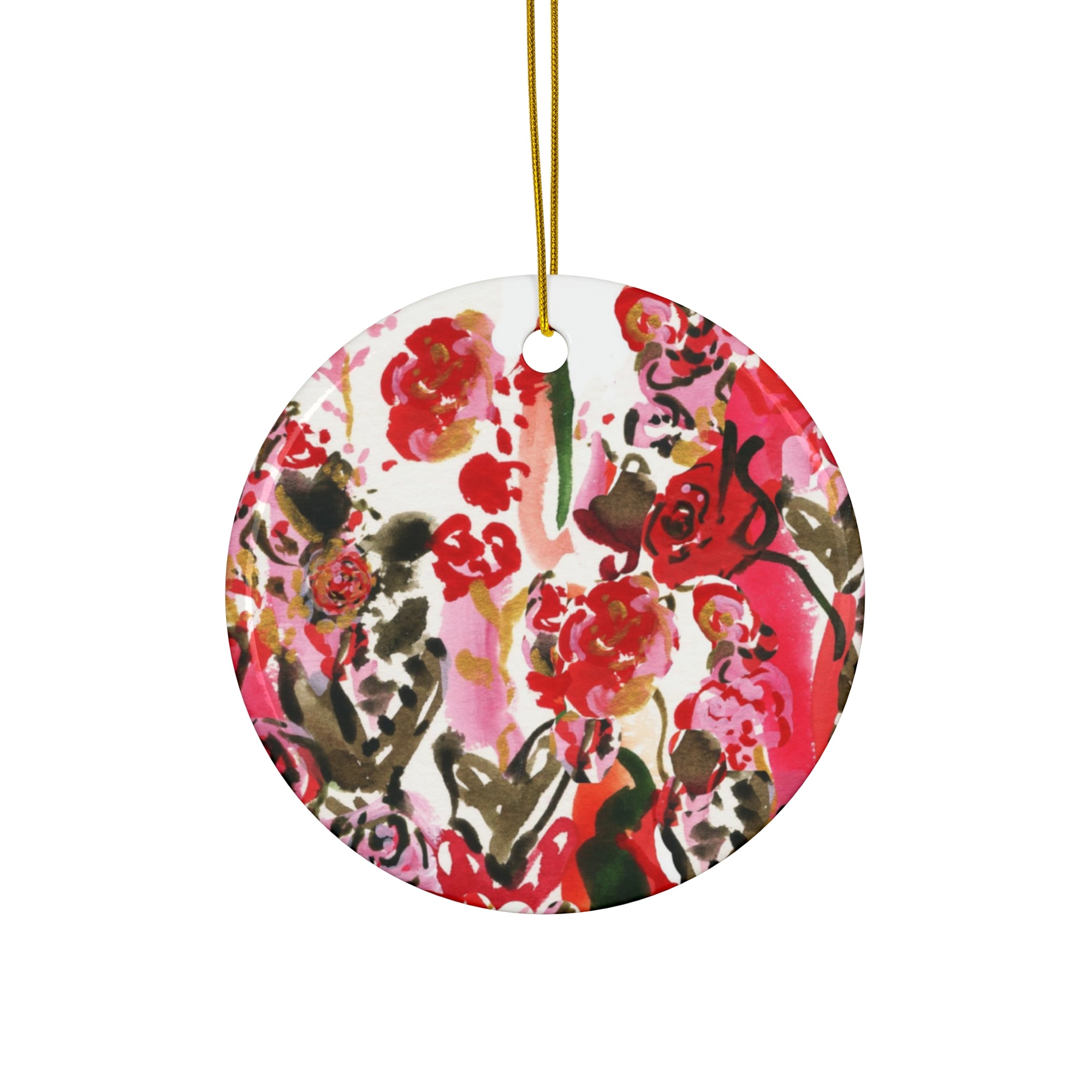 Red Holiday Ceramic Ornament | Christmas Red Abstract Ornament Decor |  Christmas Gift for Teacher