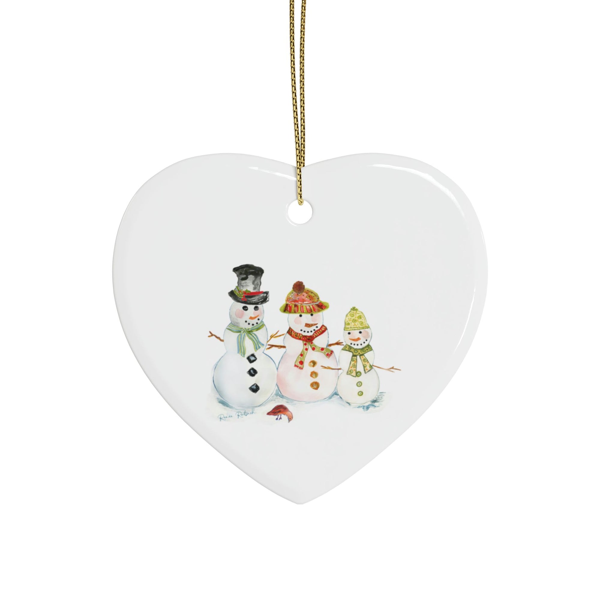 Watercolor Art Christmas Ornament | Snowman Holiday Ornaments | Snowman Family Ornament | Christmas Ornament with Snowmen