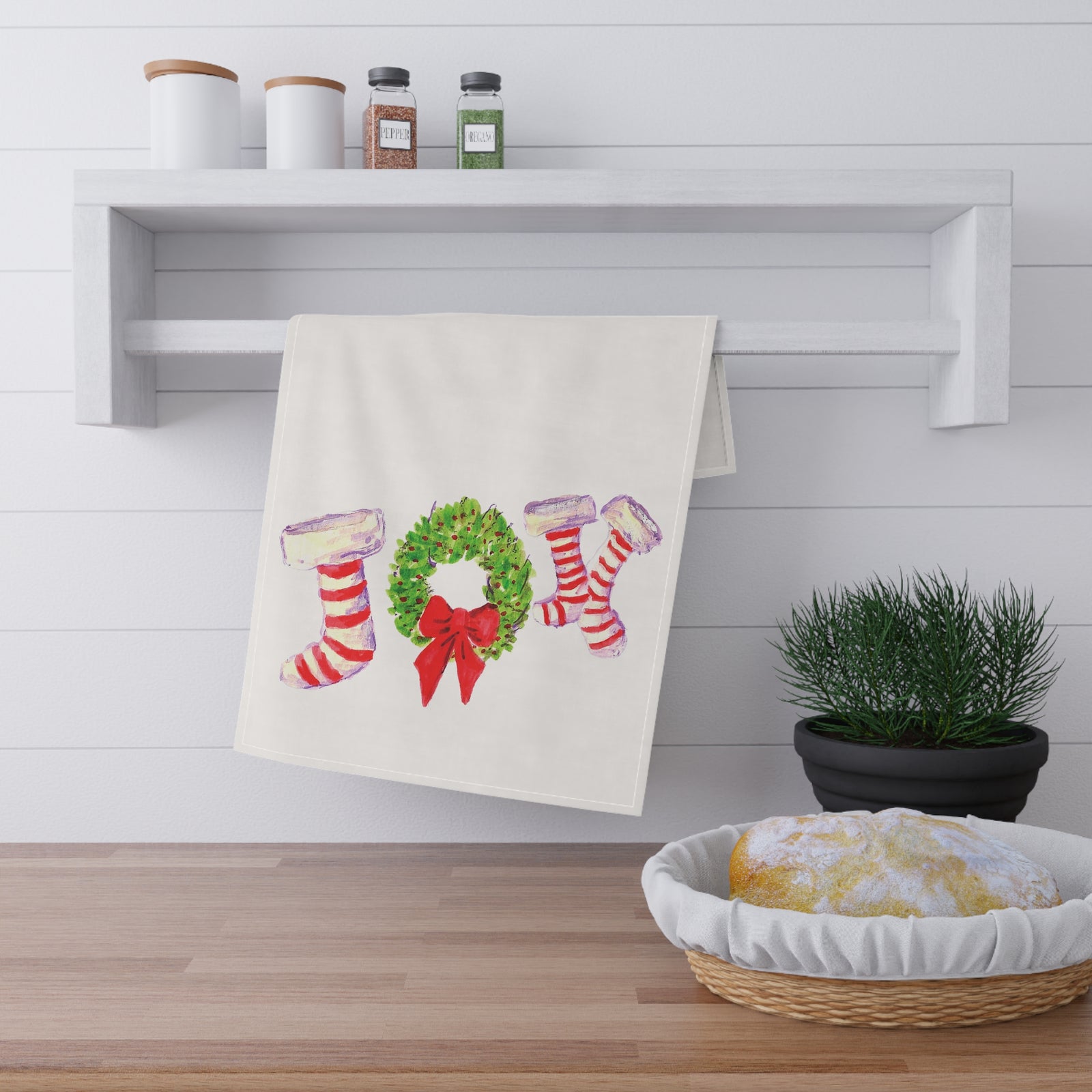 Festive Christmas Tree Tea Towels, Christmas Holiday Kitchen Decor, Christmas Gift, Llama and Tree Design, Cotton Dish Towels, Home Accessories
