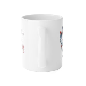 Red White and Blue Mug, Funny Mug, Mug for Lake House, Crabby But Cute Coffee Mug — 'Sorry I’m a Little Crabby' Ceramic 11oz