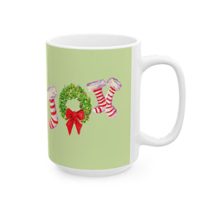 Christmas Stocking Ceramic Mug - Holiday Coffee Cup, Winter Gift, Seasonal Decor, Festive Kitchenware, Cute Mug for Gifts