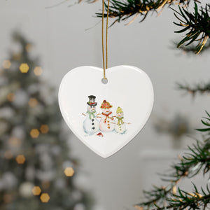 Watercolor Art Christmas Ornament | Snowman Holiday Ornaments | Snowman Family Ornament | Christmas Ornament with Snowmen