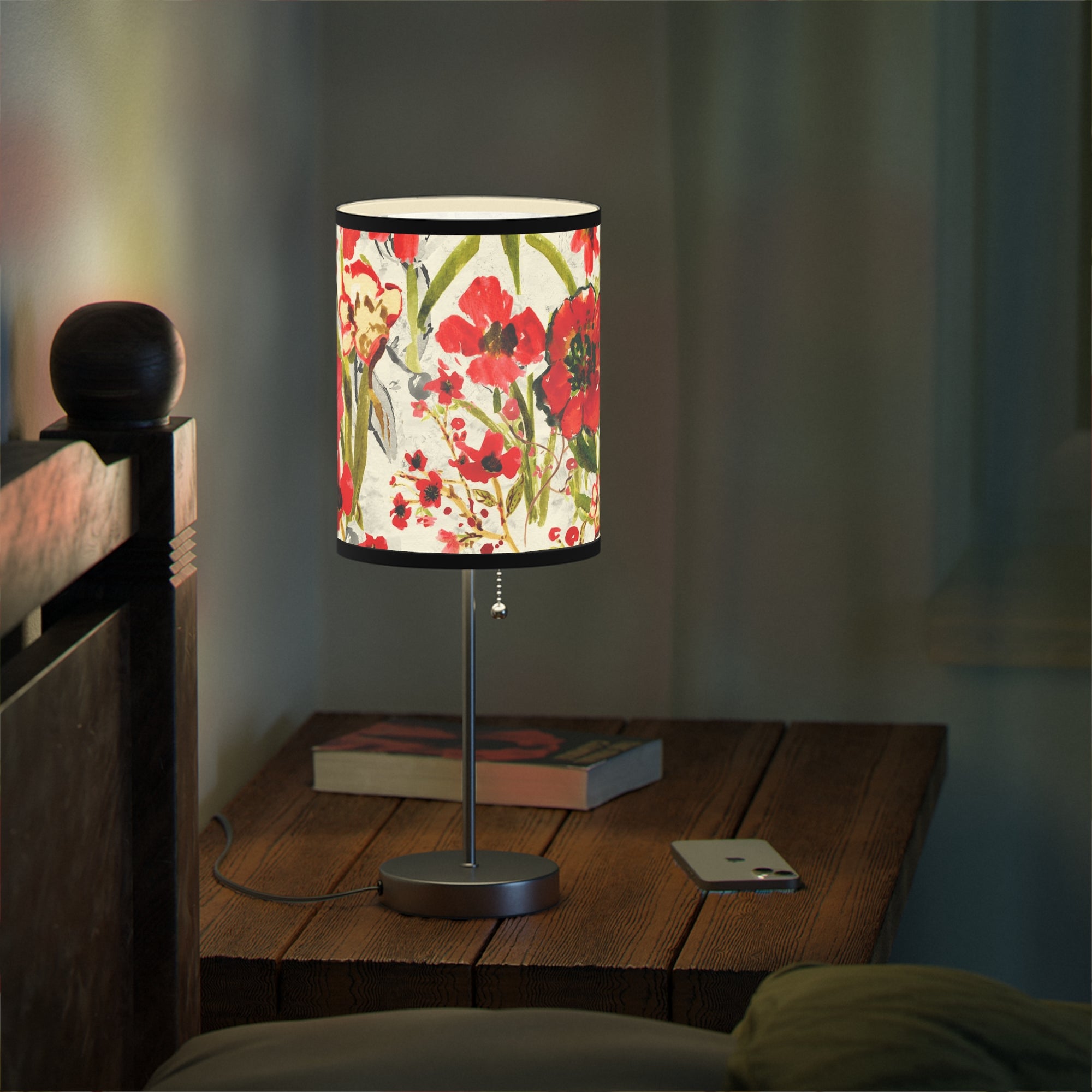 Red Floral Watercolor Lamp | Artisan Lamp