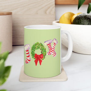 Christmas Stocking Ceramic Mug - Holiday Coffee Cup, Winter Gift, Seasonal Decor, Festive Kitchenware, Cute Mug for Gifts