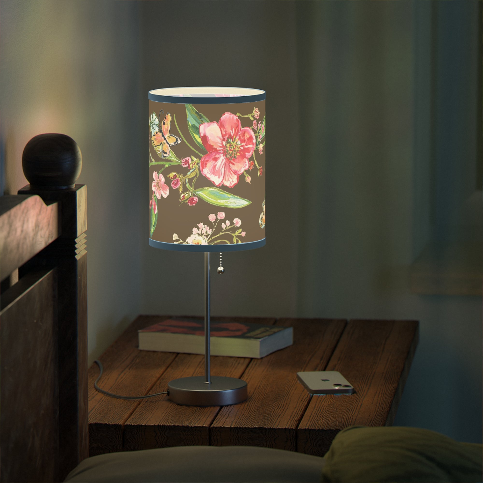 Bedside Table Lamp on a Stand | Floral Table Lamp | Watercolor Art Table Lamp