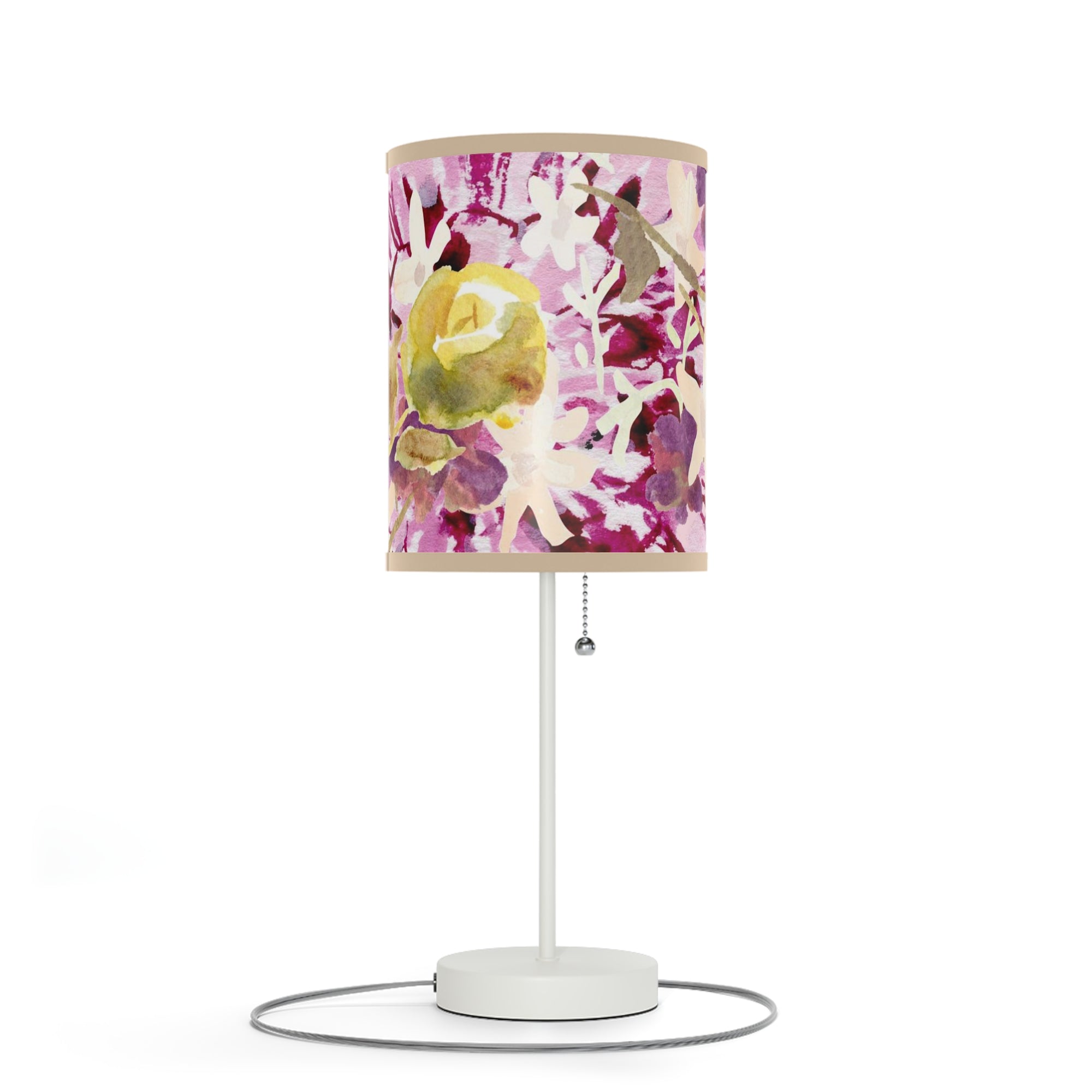 Floral Watercolor Lamp on a Stand | Purple Lamp Lavender Lamp