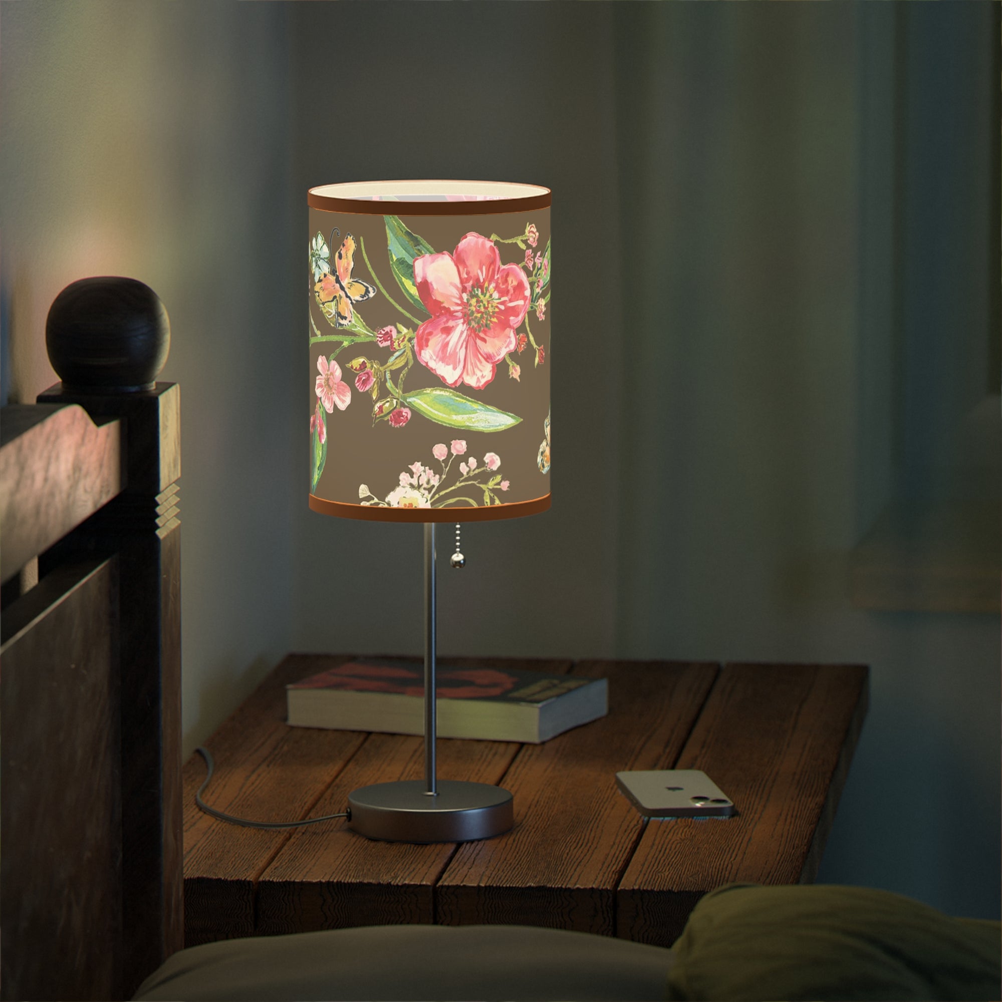 Bedside Table Lamp on a Stand | Floral Table Lamp | Watercolor Art Table Lamp