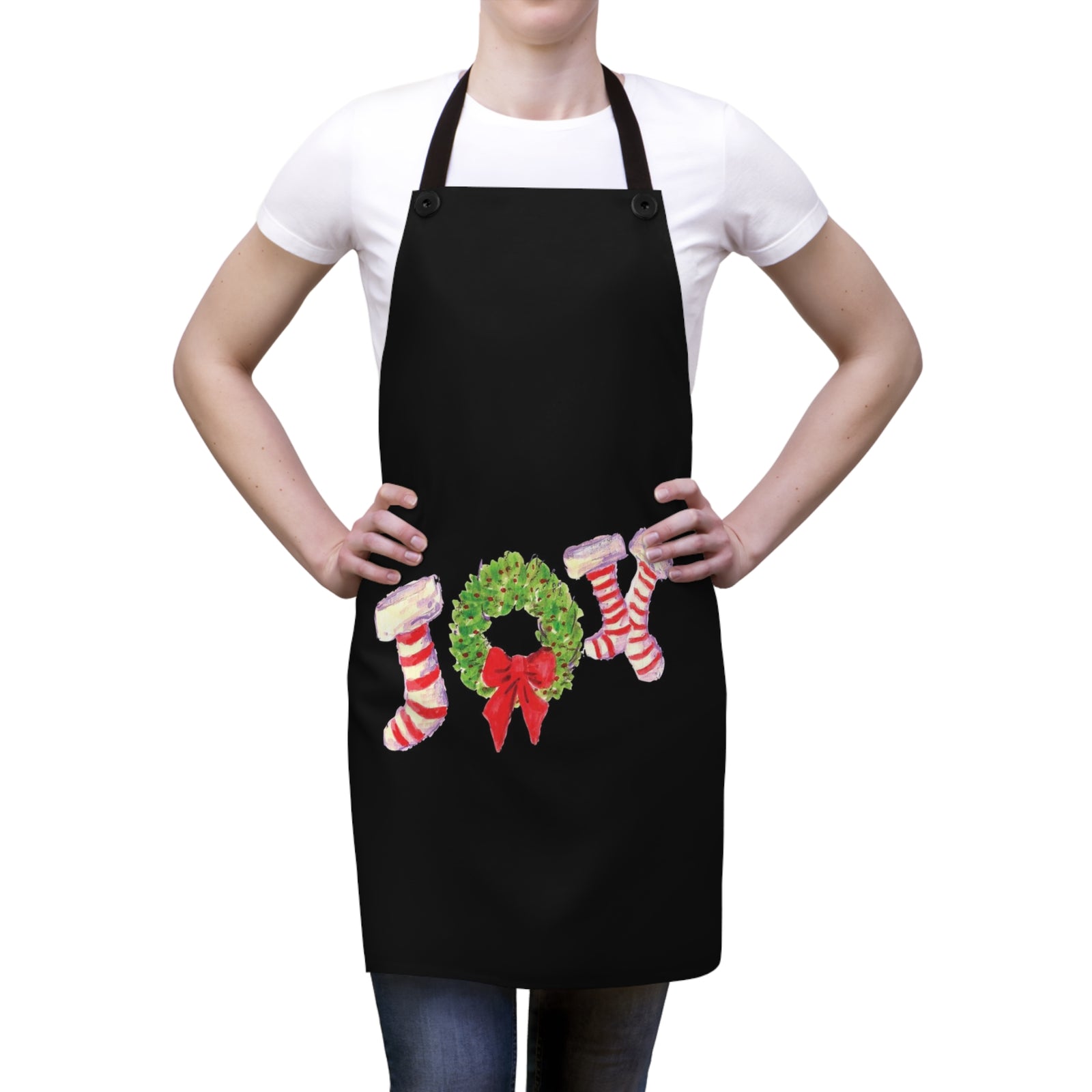 Christmas Apron | Black Apron for Holidays | Cooking Apron