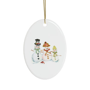 Watercolor Art Christmas Ornament | Snowman Holiday Ornaments | Snowman Family Ornament | Christmas Ornament with Snowmen