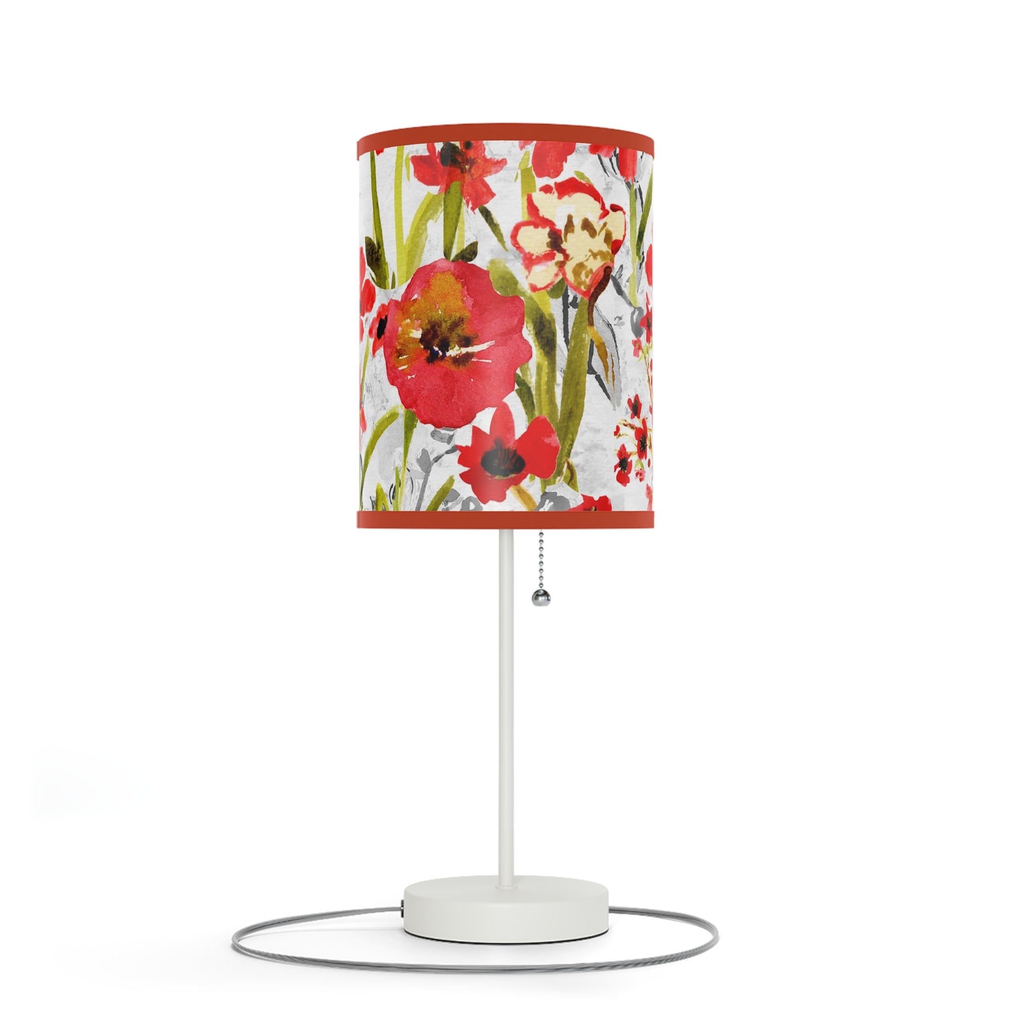 Red Floral Watercolor Lamp | Artisan Lamp