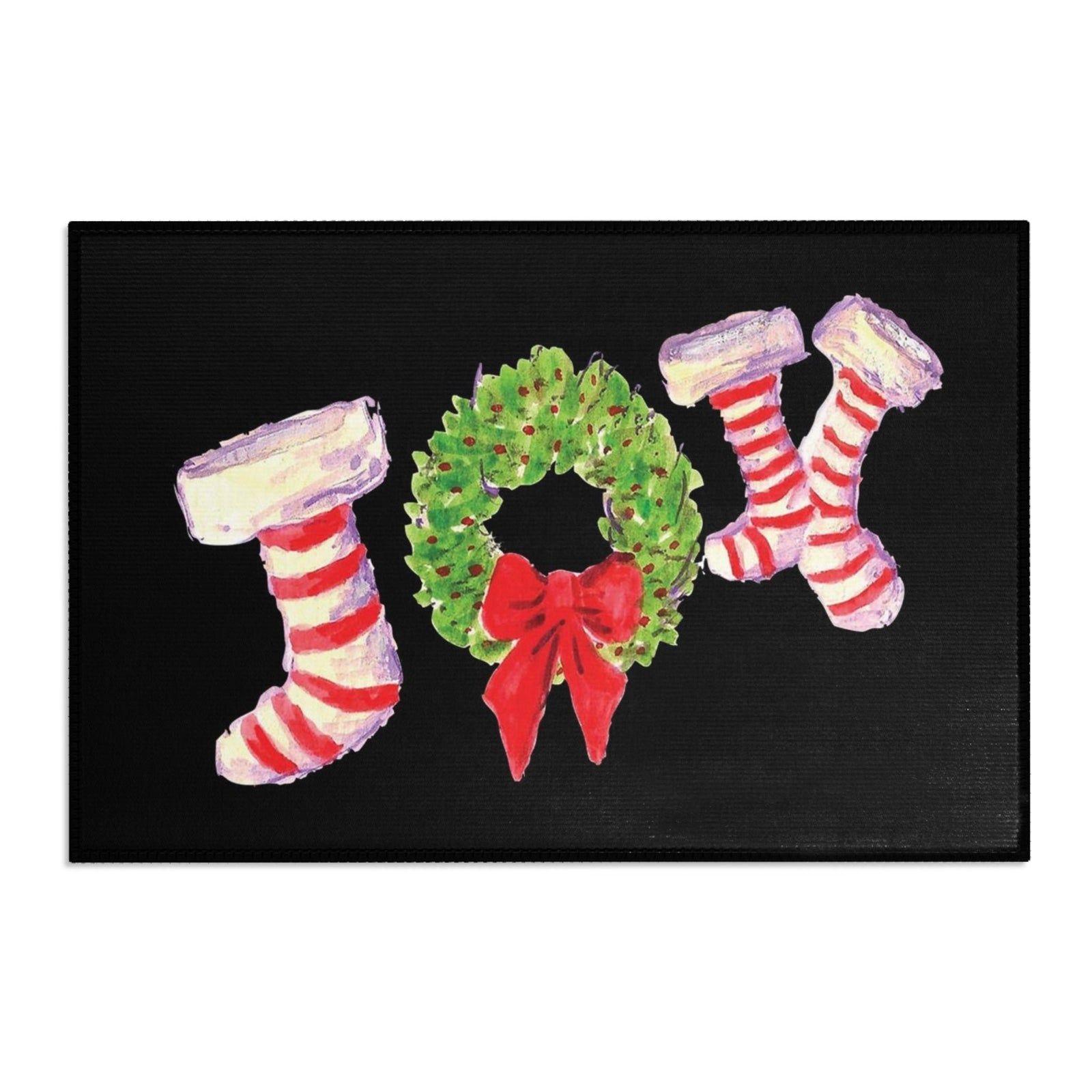 Christmas Durable Area Rug Black | Funny Holiday Rug | Indoor Cozy Area Rug