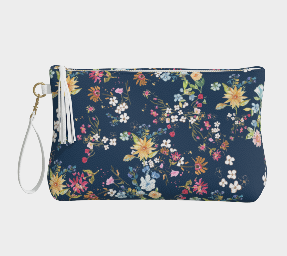 MIDNIGHT MOON VEGAN LEATHER WRISTLET MAKEUP BAG