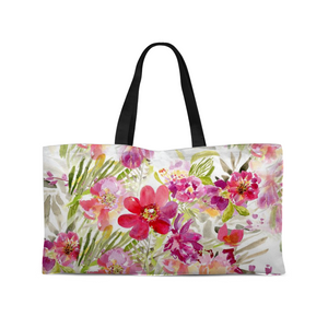 Renée White Weekender Tote with Woven Handles - Dreams After All