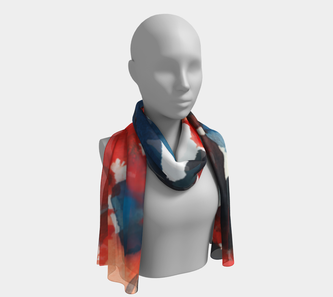 Long Scarf - Red White & Blue Floral