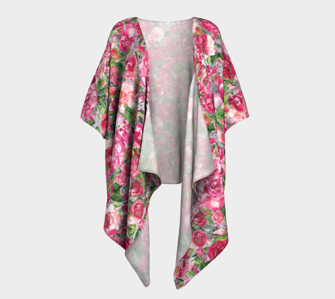 Love and Roses Draped Kimono in a Silky Knit Fabric