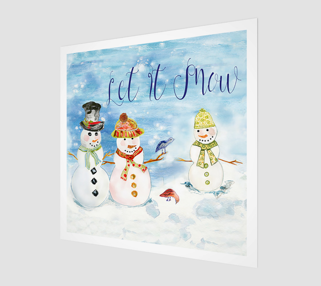 Let It Snow Snowman Family Art Print