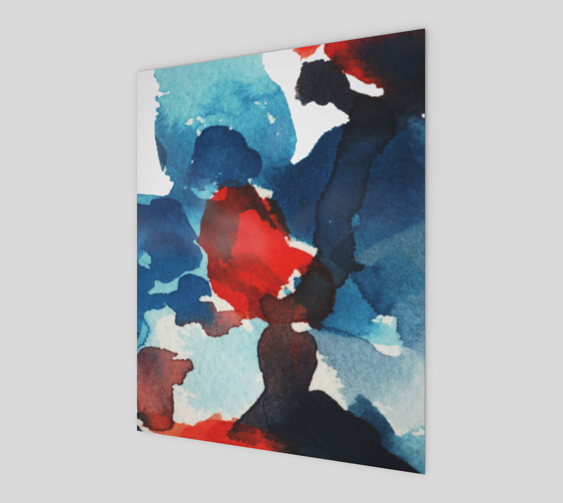 Poster Art Print 8" X 10" Red White Blue/Blue Flower