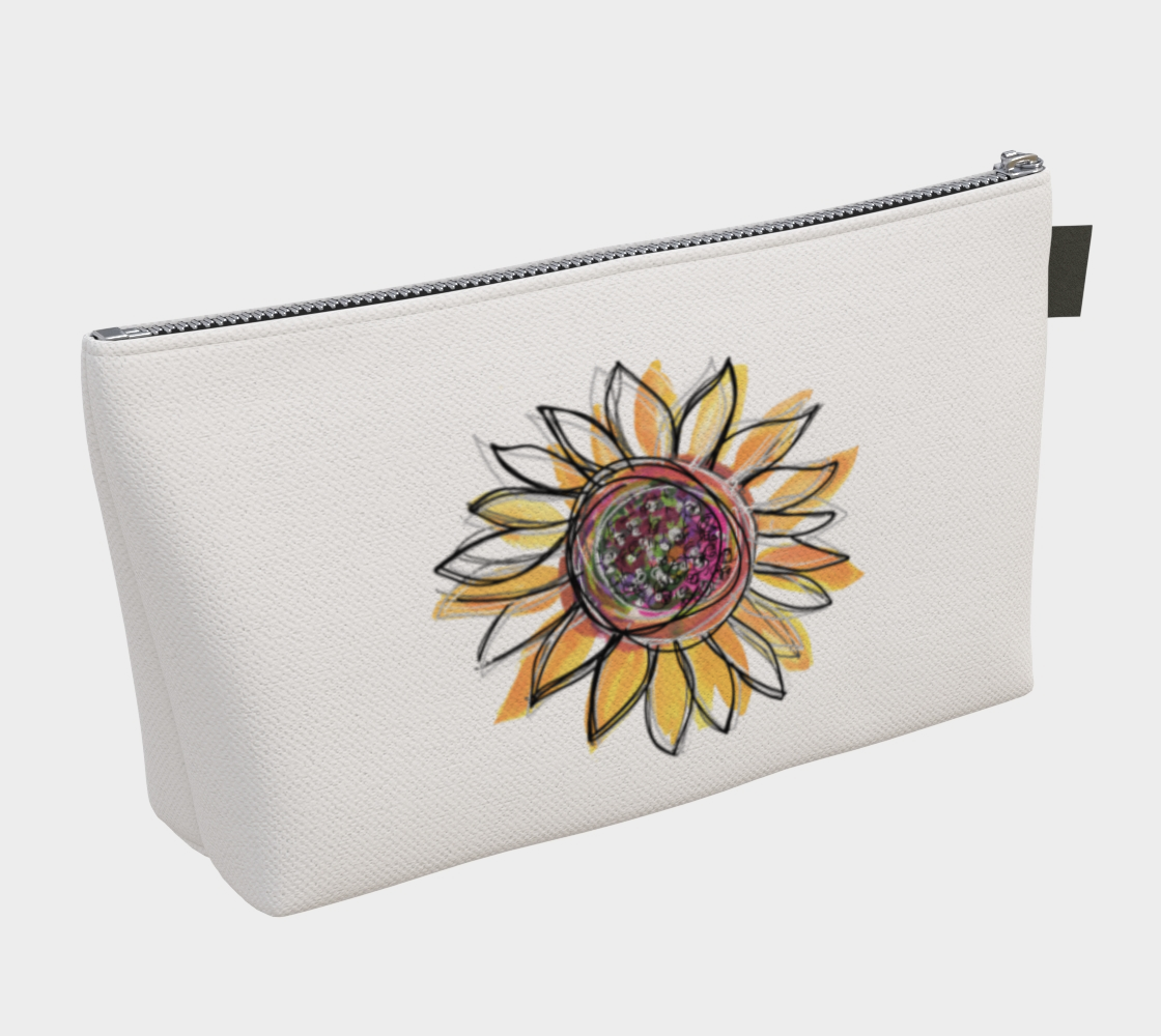 Cosmetic Bag With Zipper Pull Sunflower White
