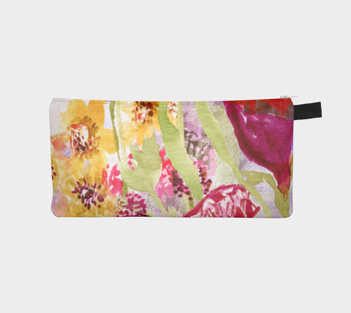 Spring Floral Watercolor Pencil Bag