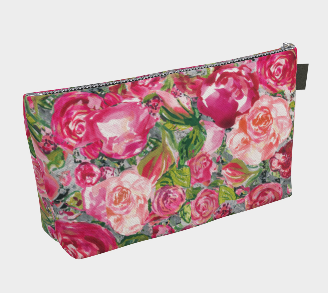 Cosmetic Bag With Zipper Pull Love and Roses
