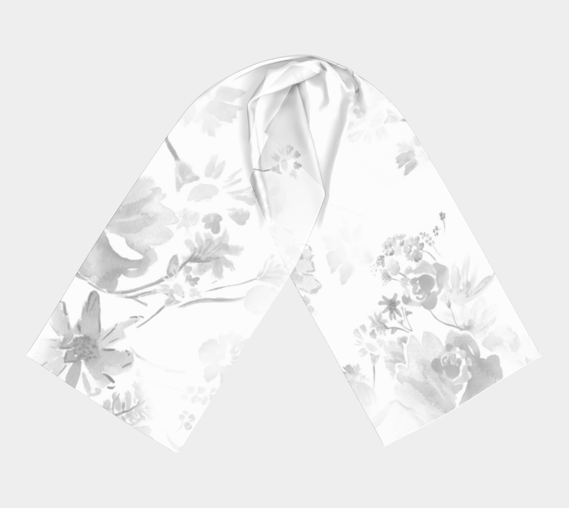 Grey and White Floral Long Scarf - Dreams After All