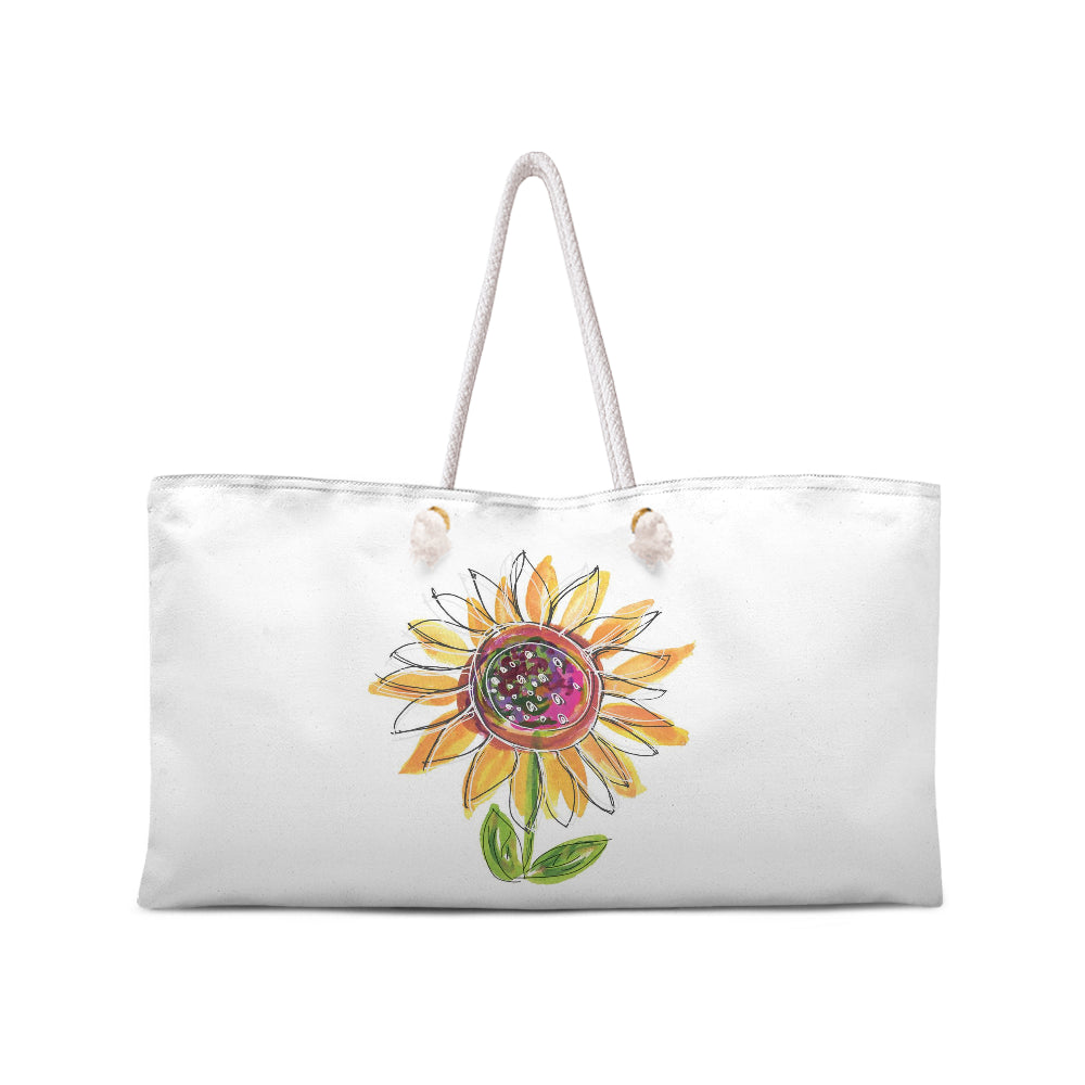 Sunflower Weekend Tote with White Rope Handles - Dreams After All