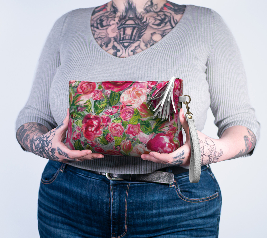 Vegan Leather Pouch Love and Roses