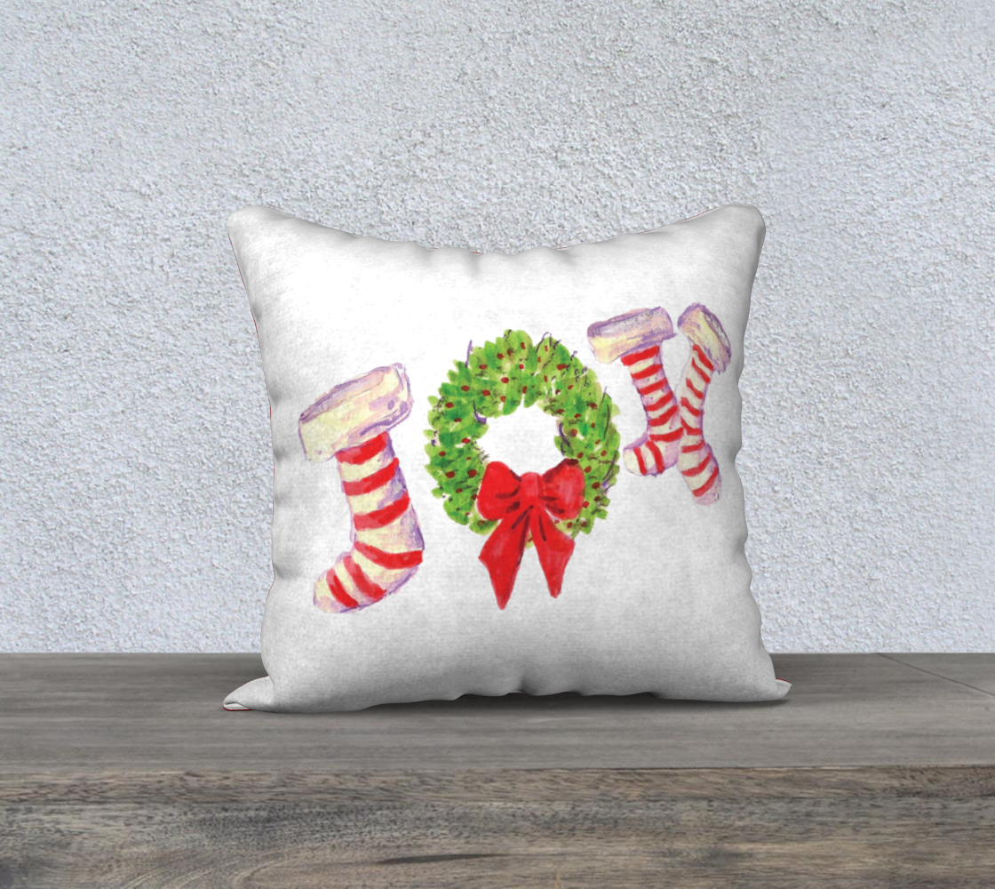 Joy Stockings White 18" x 18" Pillow Cover / with Red Back