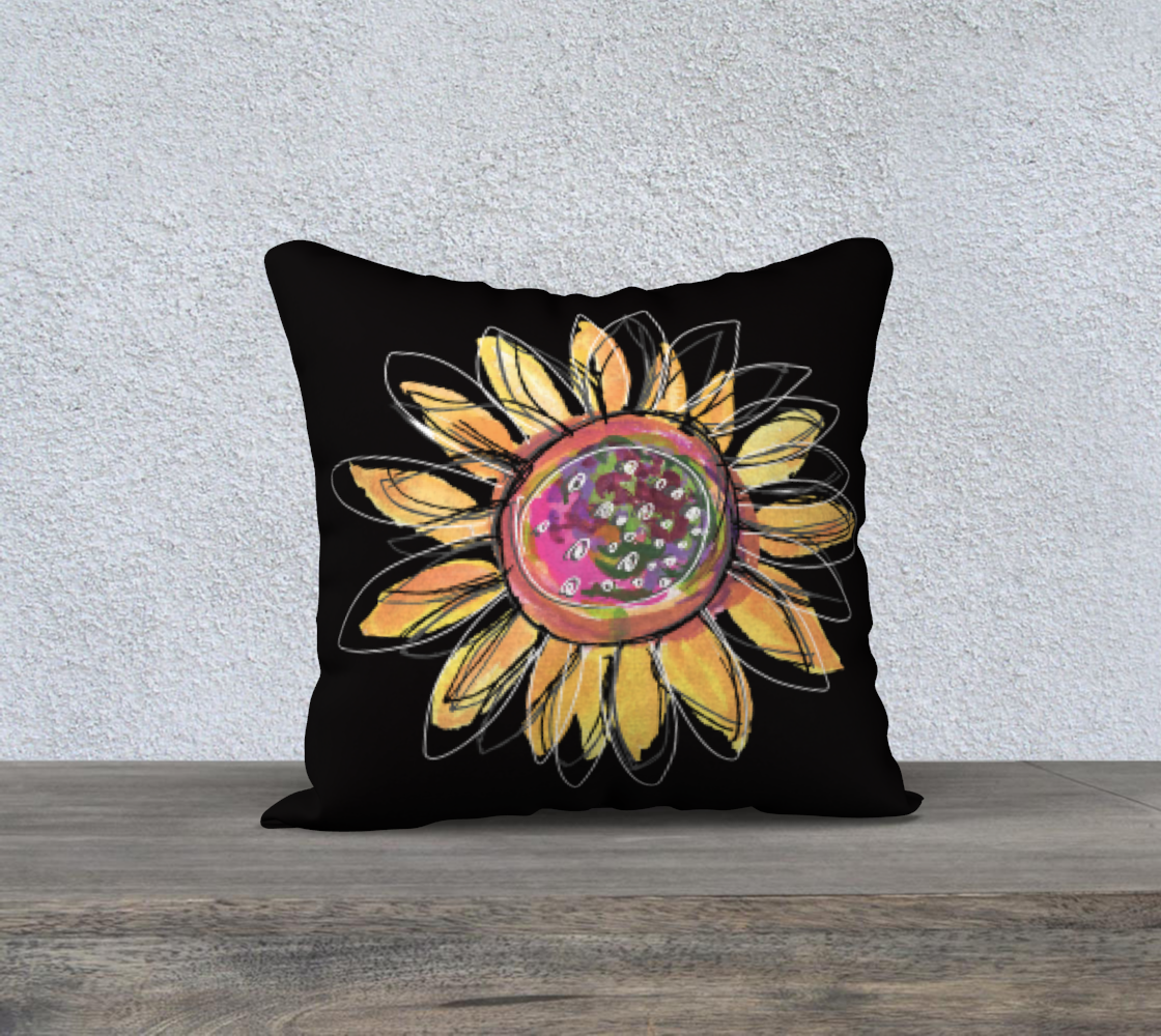 Sunflower Black 18" X 18" Pillow Cover