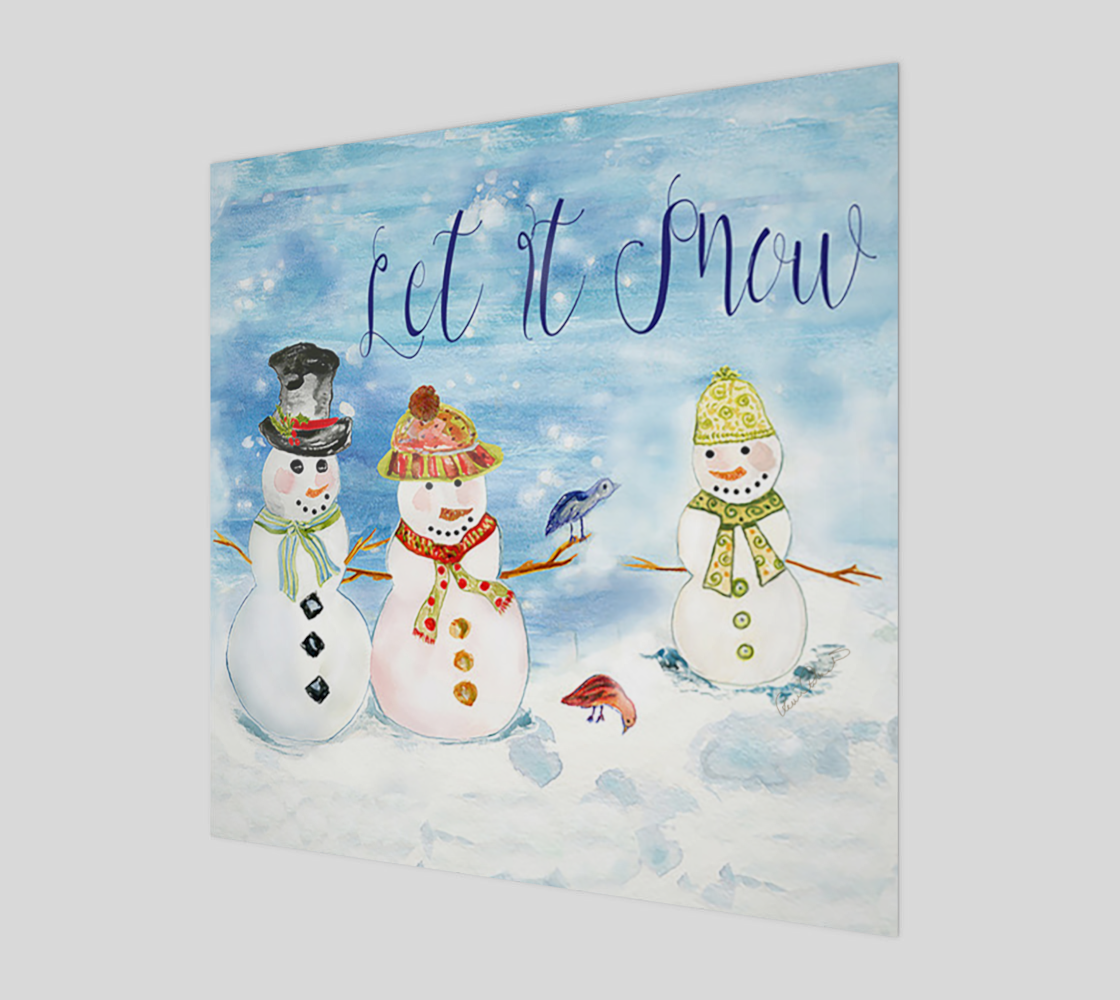 Let It Snow Snowman Family Art Print