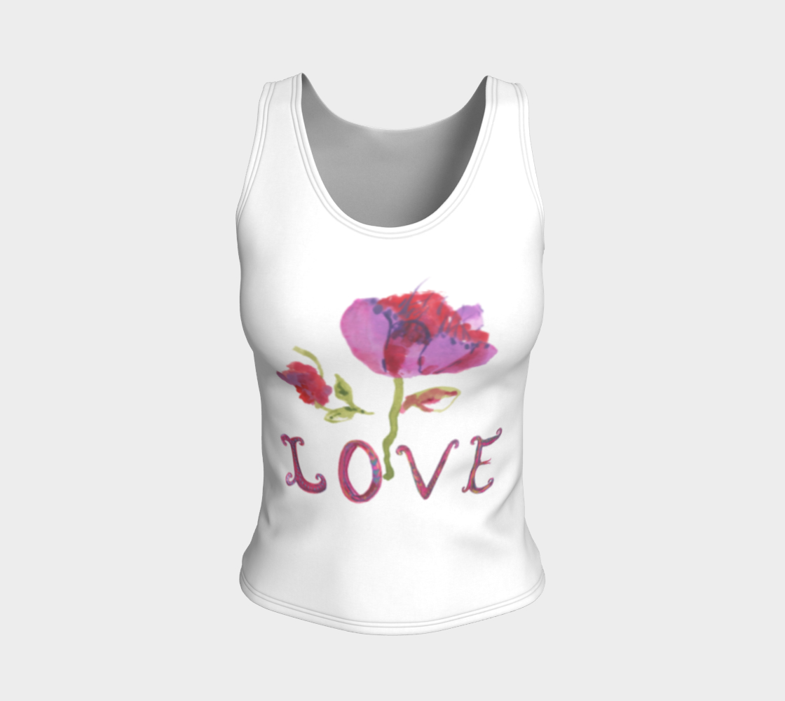 Love Purple and Red Tulip Peachskin Jersey Fitted Tank Top