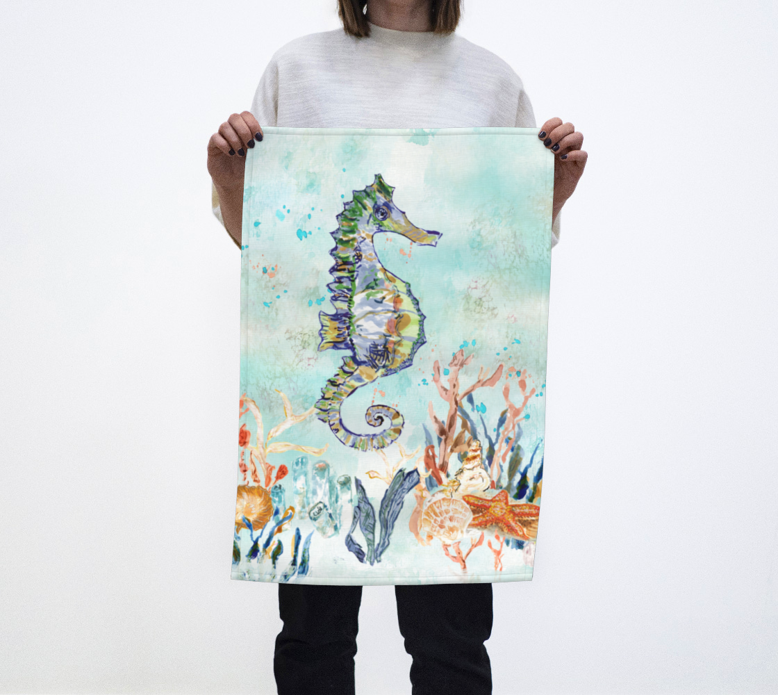 Underwater Ocean Seahorse Tea Towel