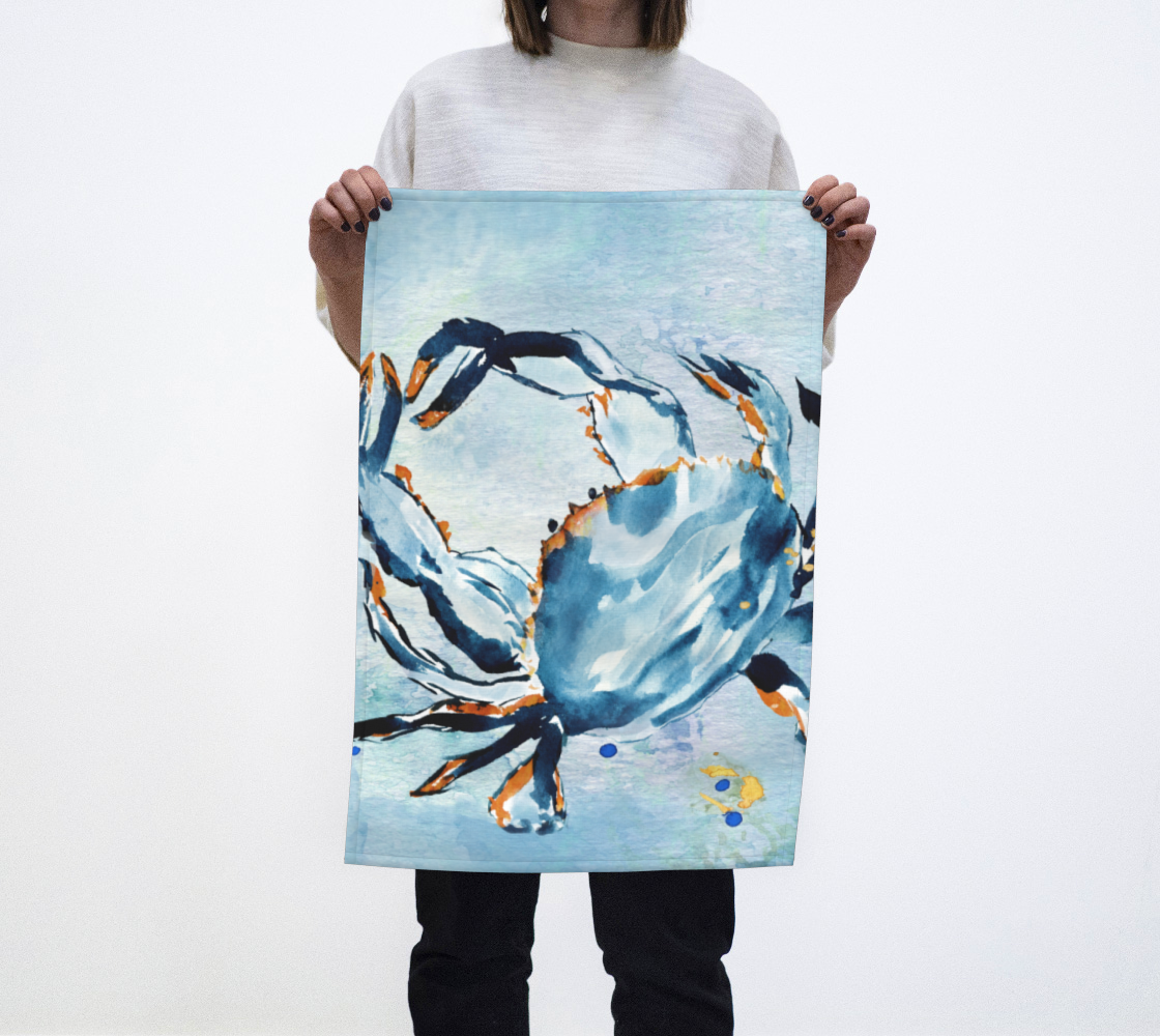 Tea Towel - Navy Blue Crab