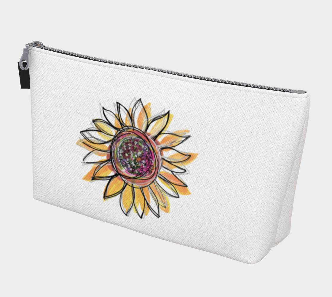 Cosmetic Bag With Zipper Pull Sunflower White