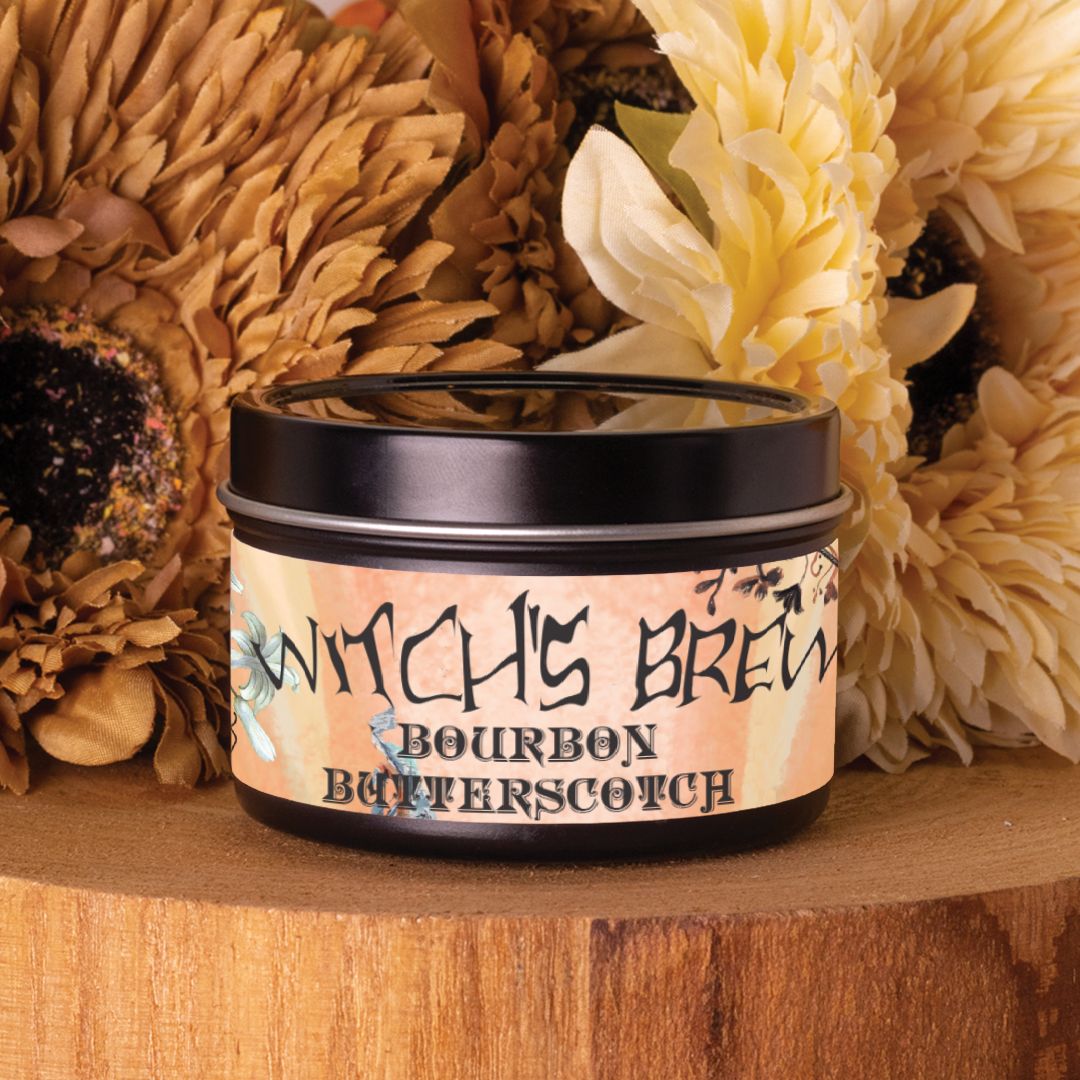 Witch's Brew Bourbon Butterscotch Candle Tin 4oz Autumn Collection