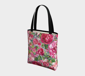 Love and Roses Urban Tote Bag with Vegan Leather