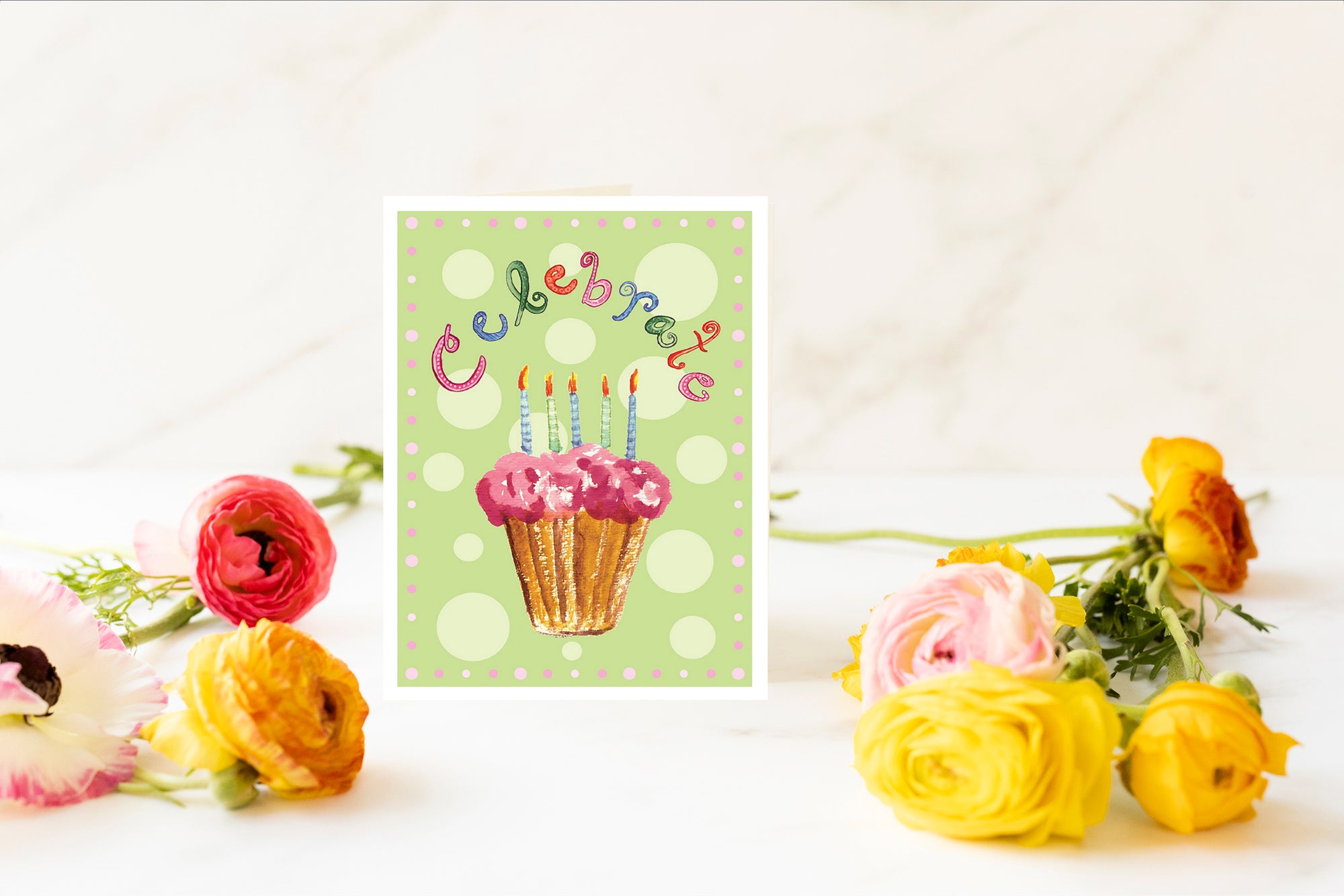 Celebrate Cupcake Birthday Card - Blank - Dreams After All