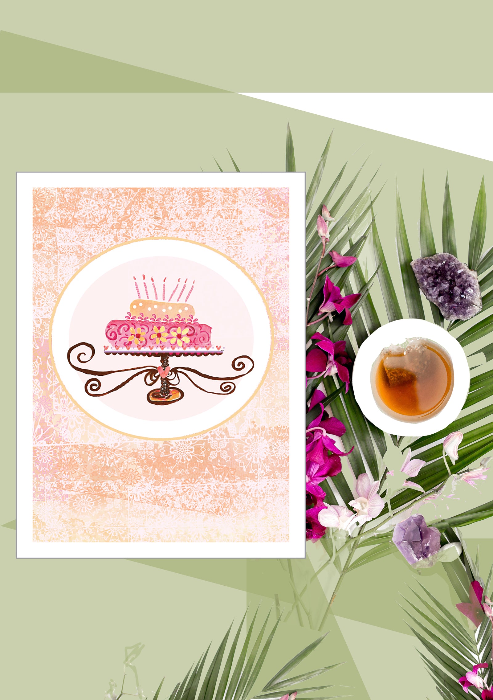 Champagne Cake Birthday Card - Dreams After All