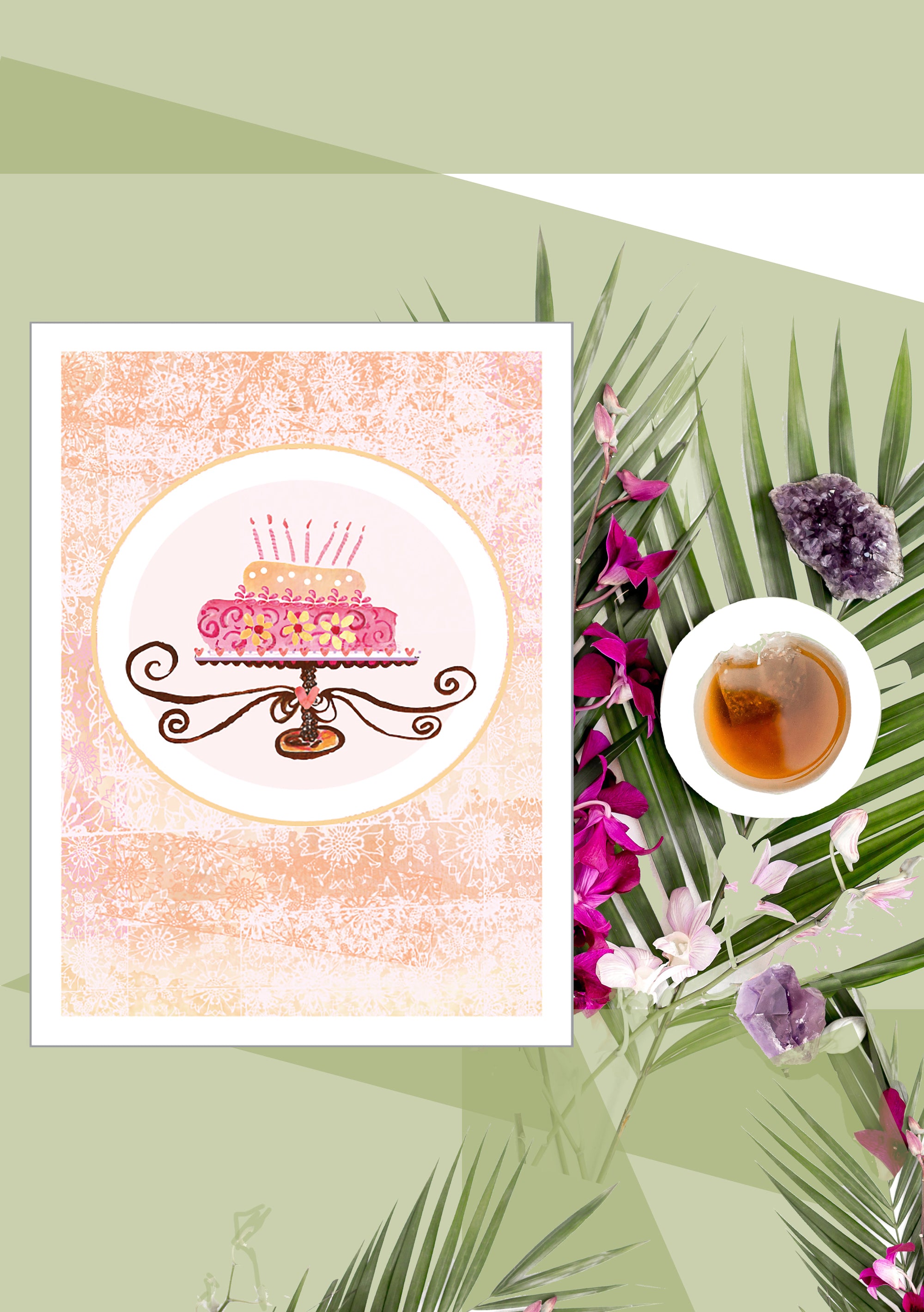 Champagne Cake Birthday Card