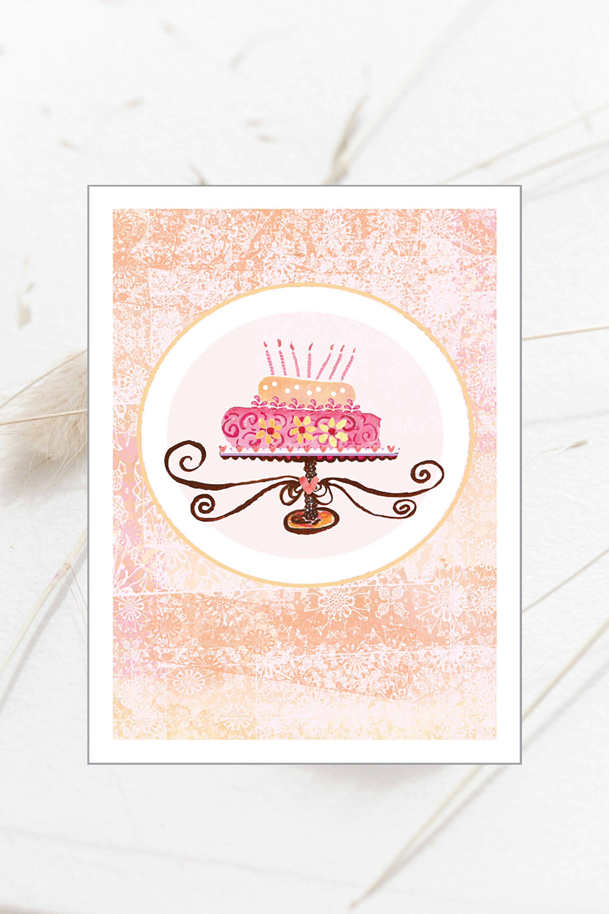 Champagne Cake Birthday Card