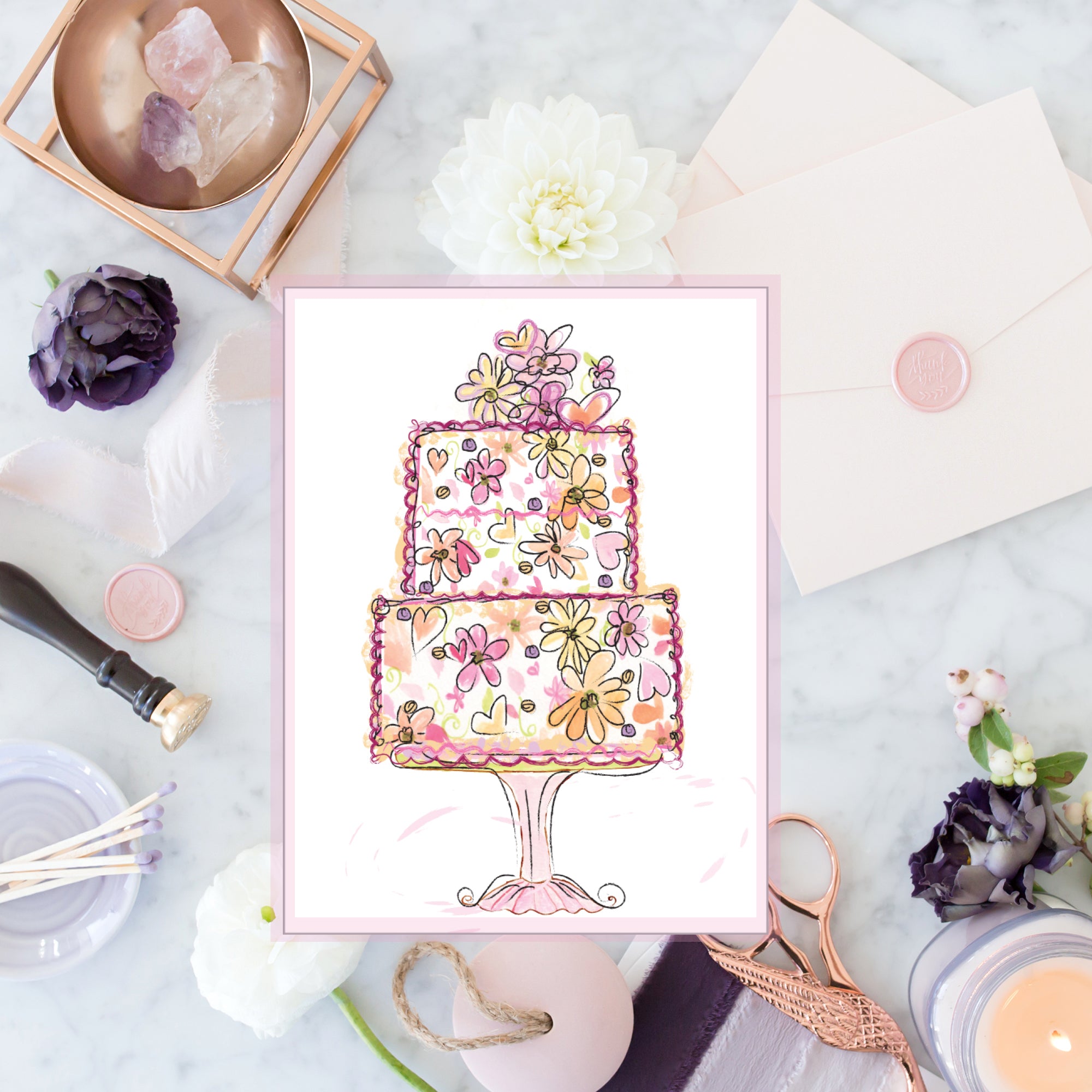 Floral Cake Birthay Card - Dreams After All