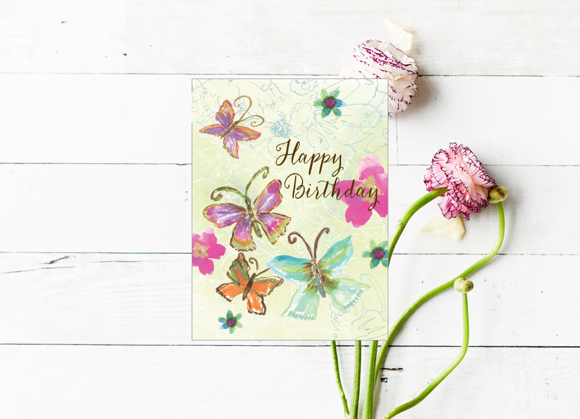 Four Butterfly Birthday Card
