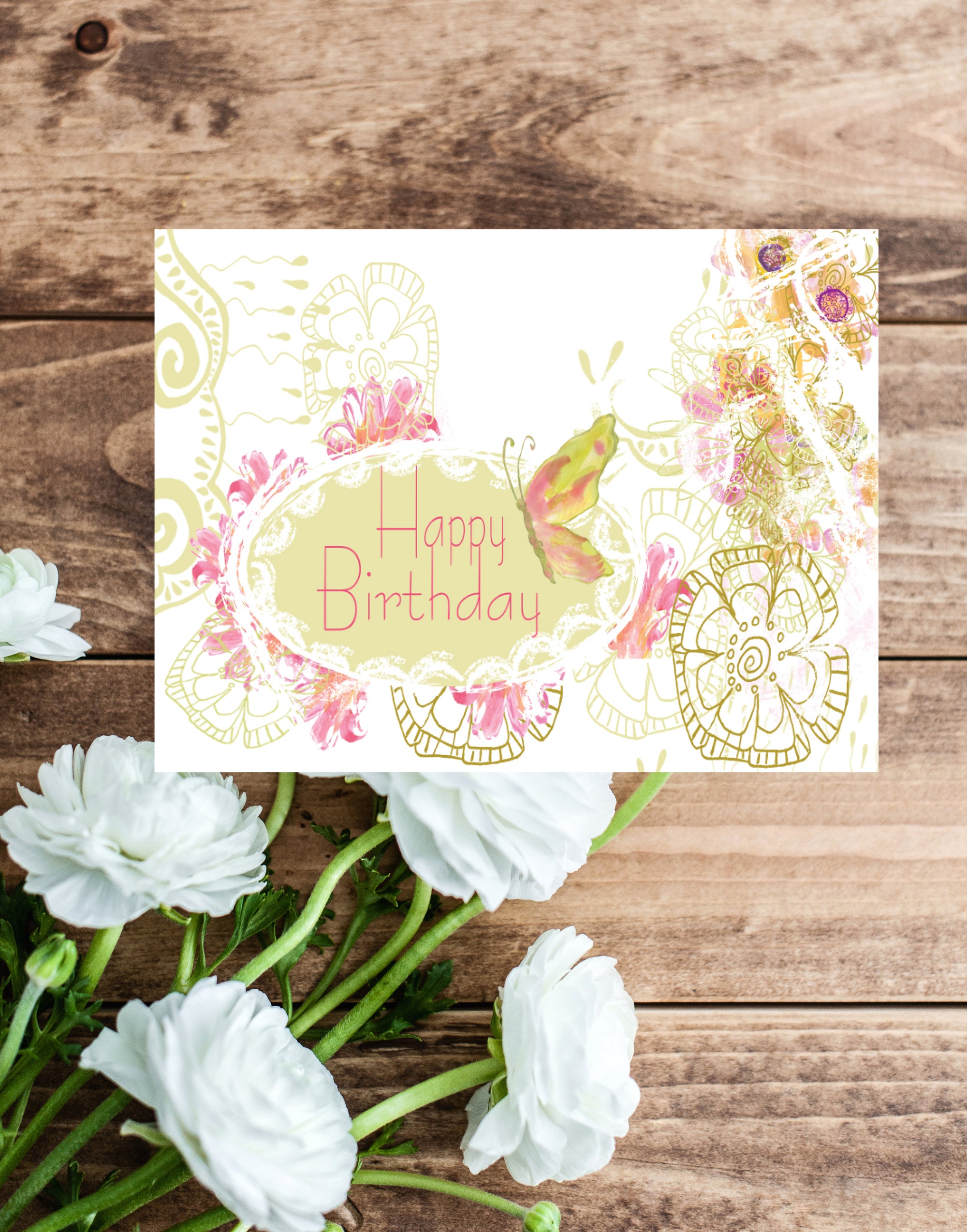 White Lace Happy Birthday Greeting Card