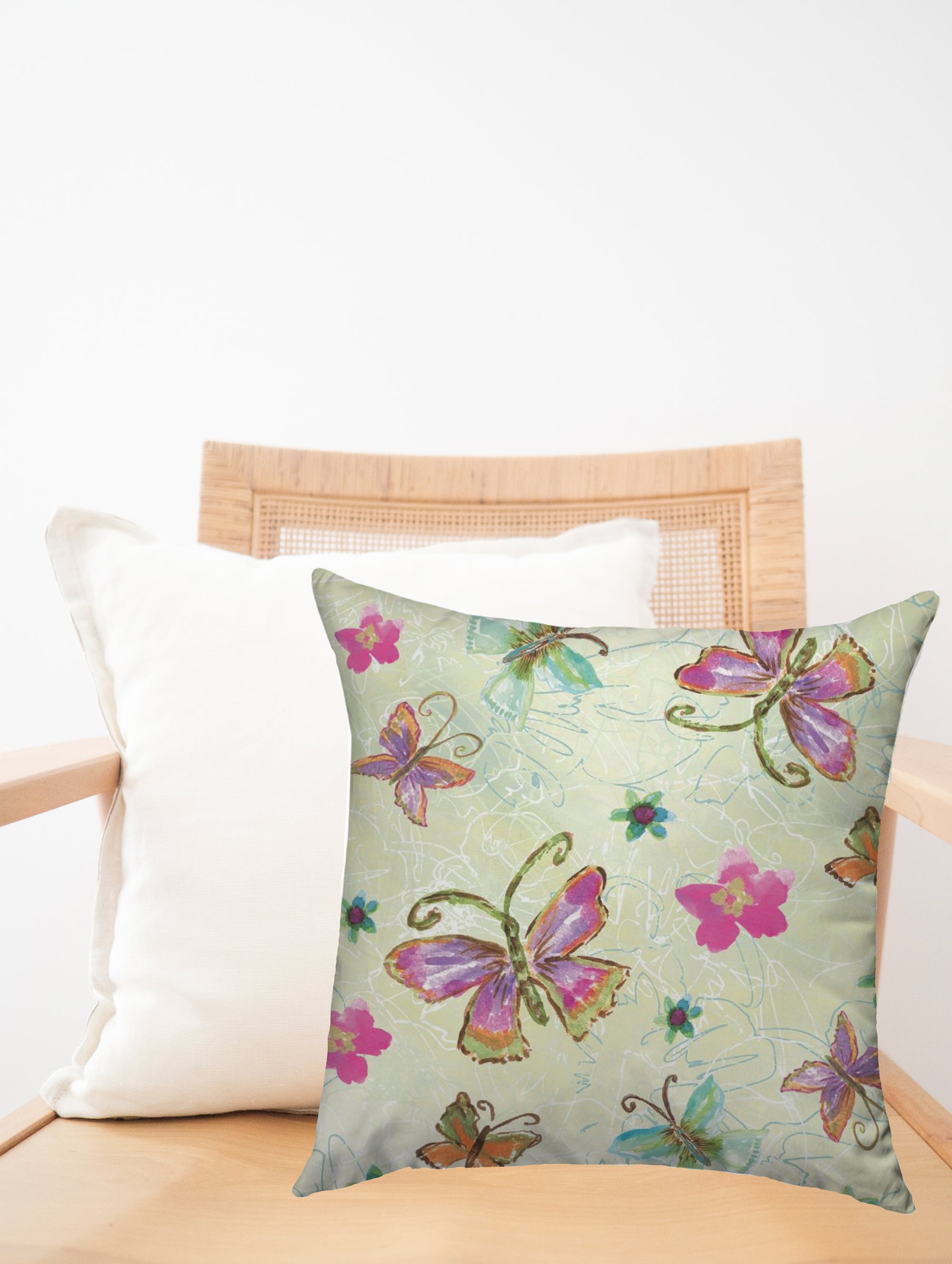 Four Butterfly 18" X 18" Pillow Cover