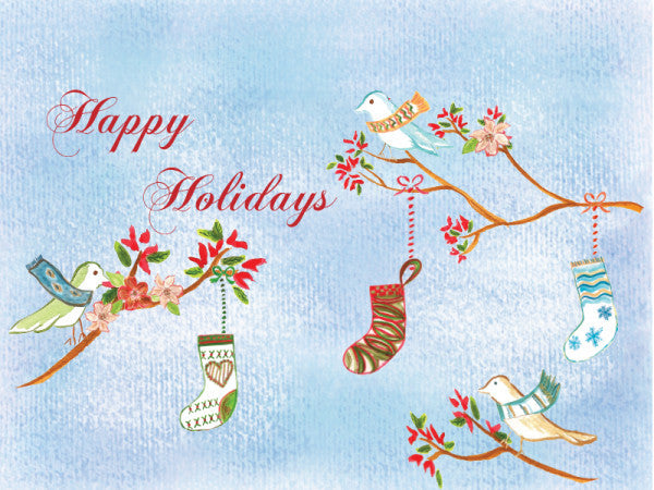 1, 12 OR 25 CARDS - Birds Magical Moments Happy Holidays Card - Lightly Glittered - Dreams After All